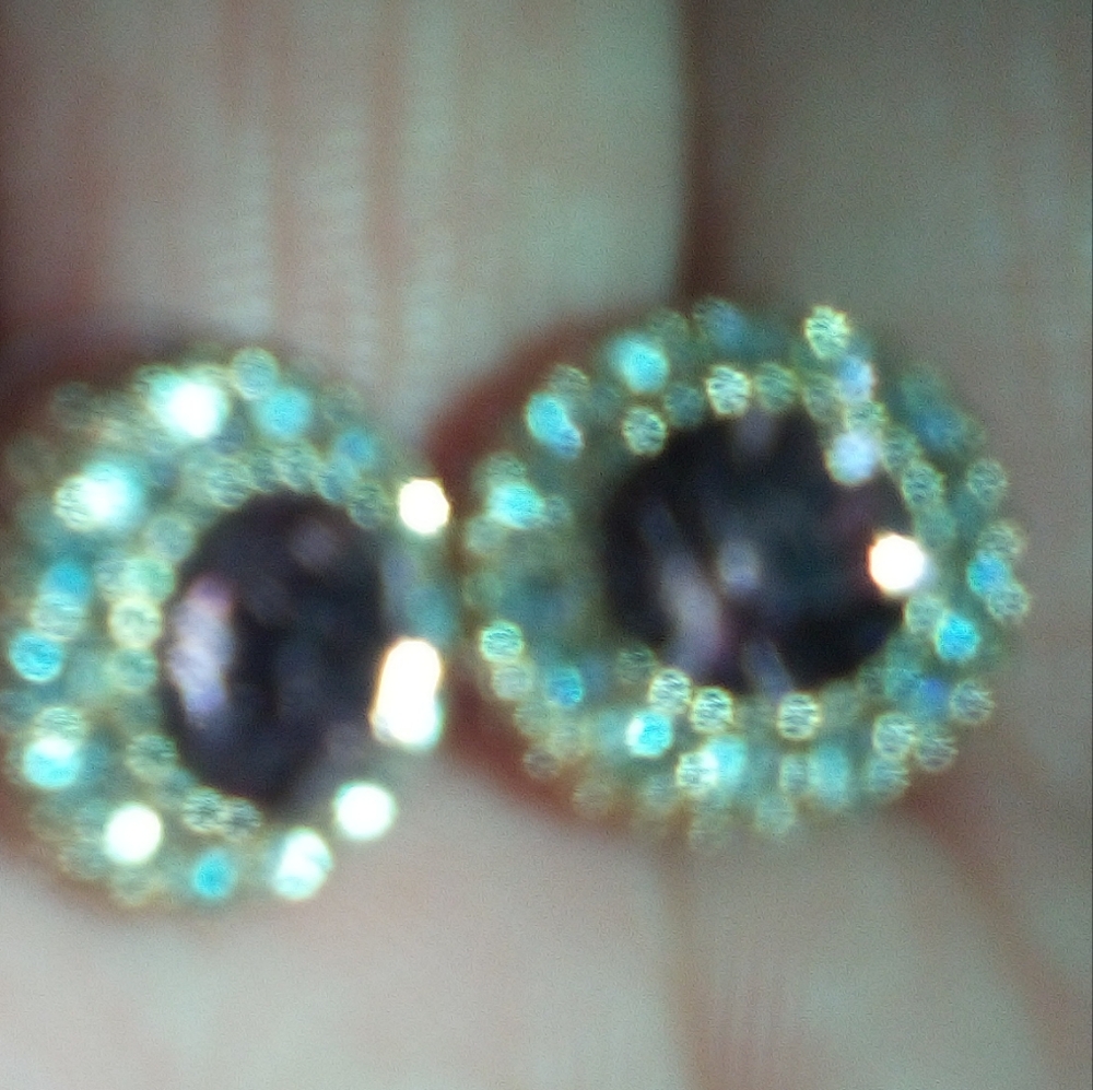 Elegant Gold and Purple Stud Earrings